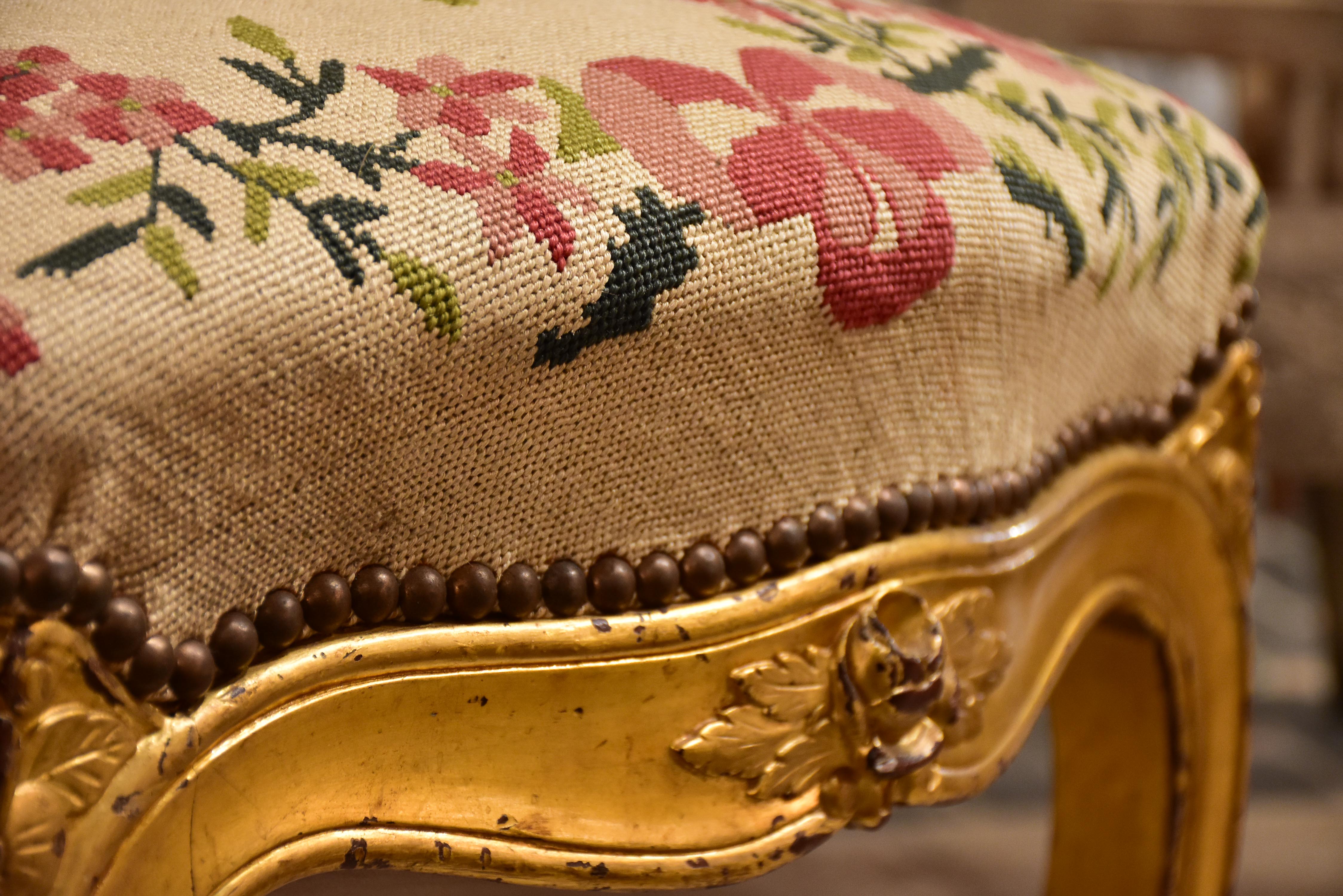 Antique Louis XV style stool - gilded