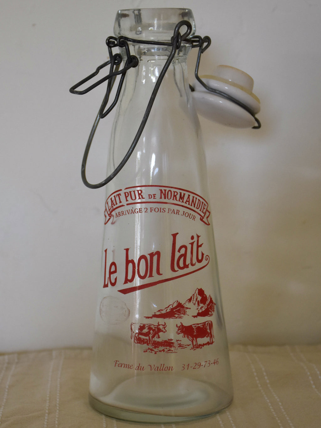 Vintage French Glass Milk Bottle –