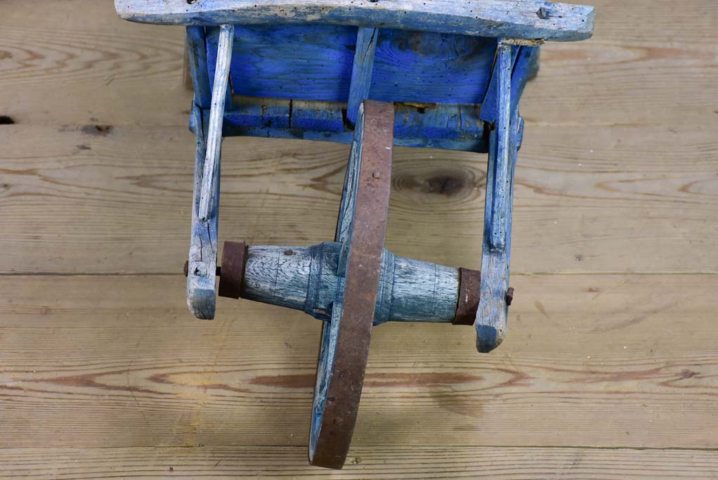 Early 20th Century French children's wheelbarrow with blue patina