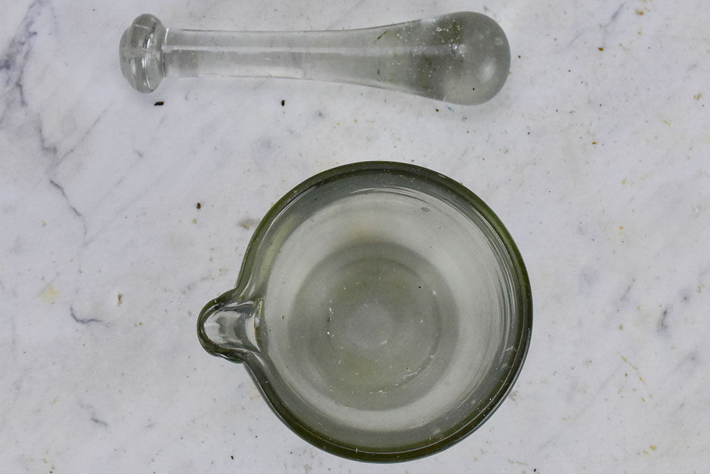 Unique Pharmaceutical Mortar Pestle Glass Artifact