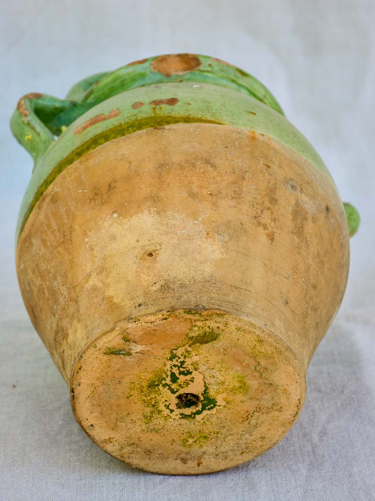 Antique French water pitcher with pale green glaze