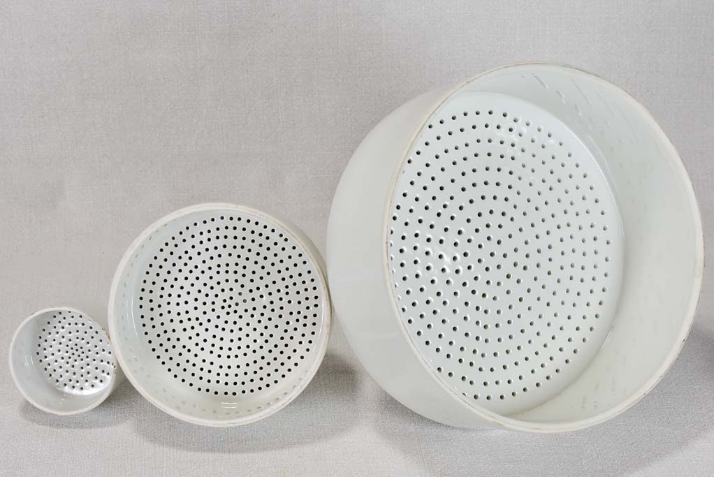 Elegant Mid-century White Porcelain Sieves