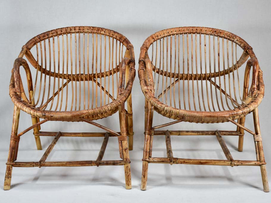 Pair of low rattan armchairs for a winter garden