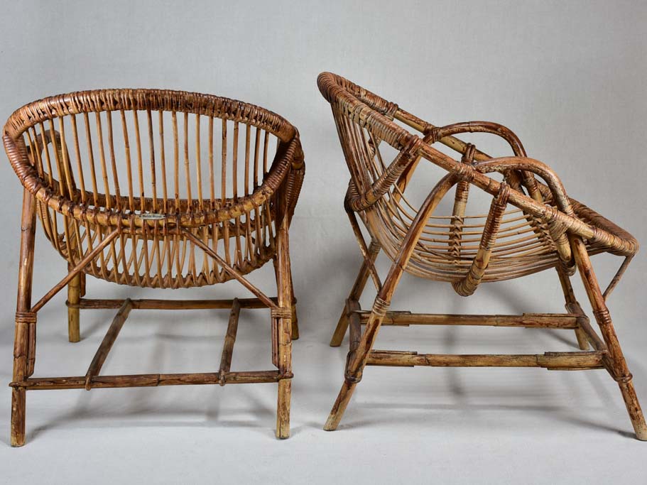 Pair of low rattan armchairs for a winter garden