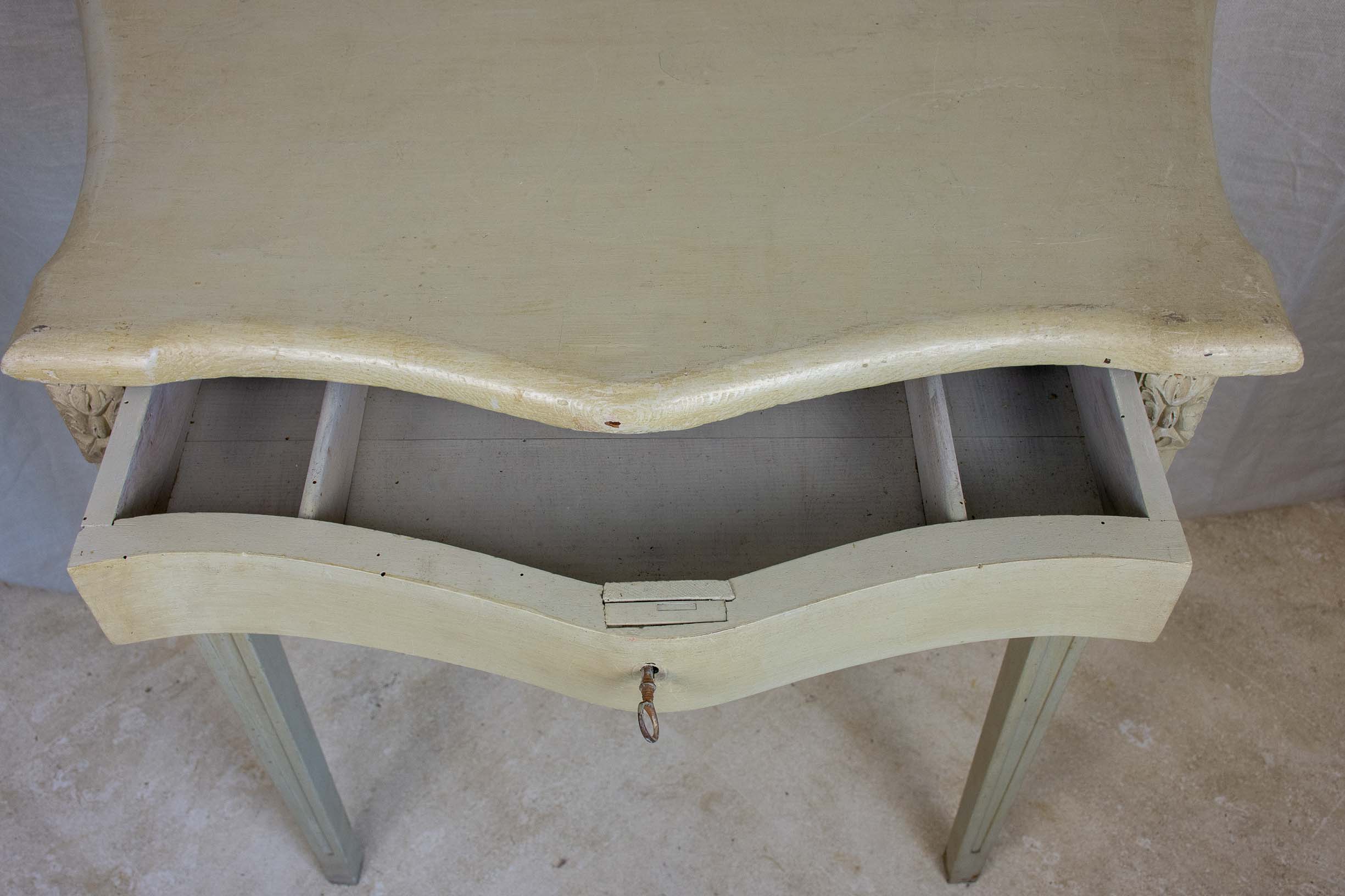 Small vintage French curved console with drawer