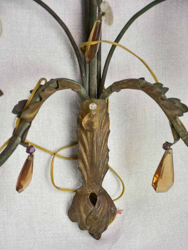 Rustic leaf-embellished wall light sconces