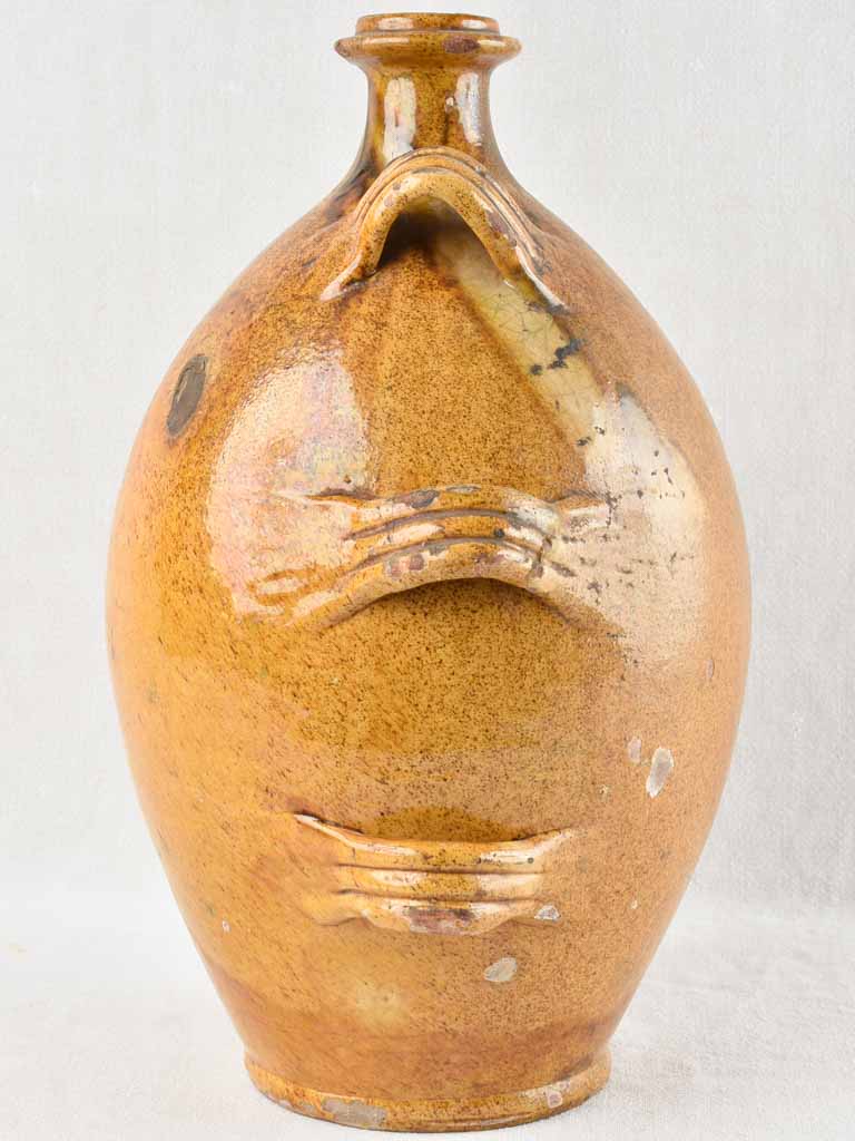 19th CENTURY YELLOW 'CONSCIENCE' JUG 17¾"