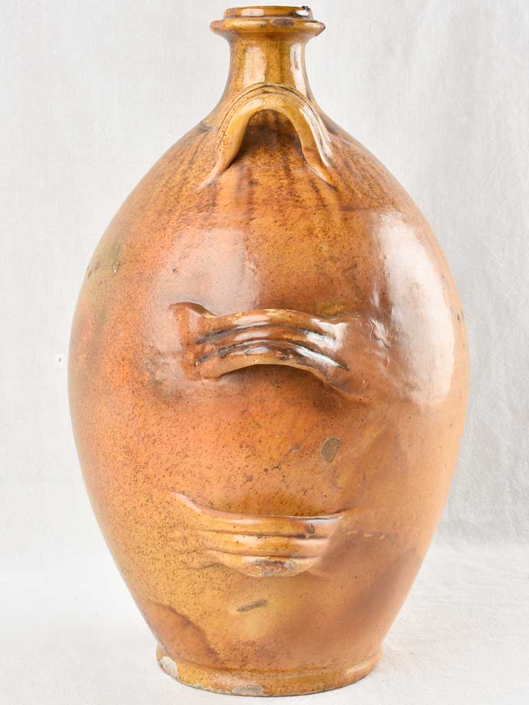 19th CENTURY YELLOW 'CONSCIENCE' JUG 17¾"