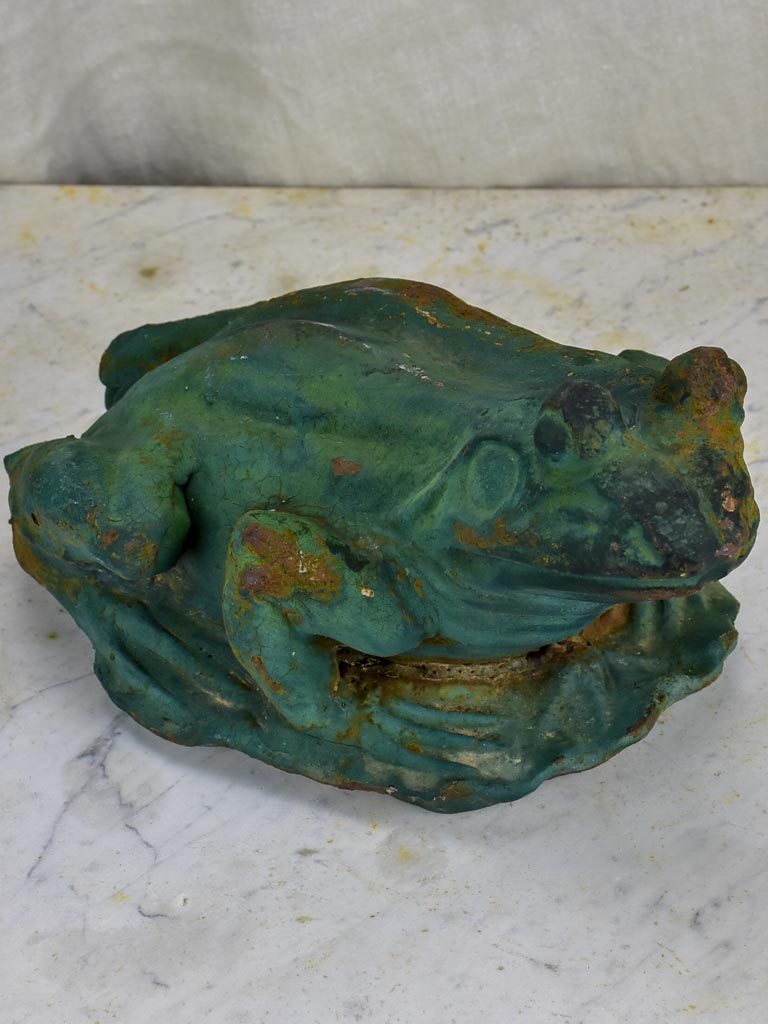 Antique French cast iron frog garden ornament