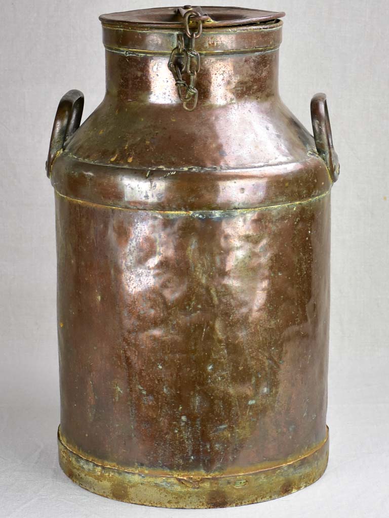 Antique French large copper milk pot