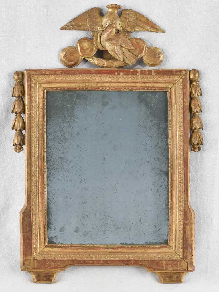 18th century gilt wood mirror with dove pediment 28¼" x 19¼"