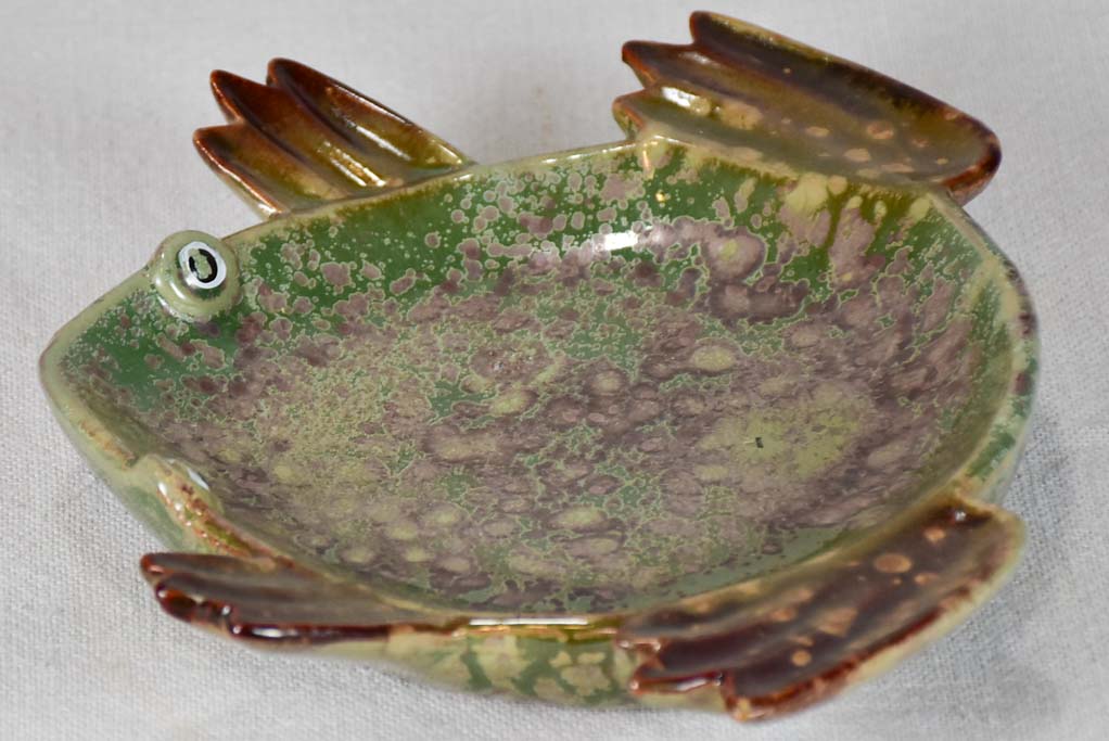 Ceramic frog-shaped ashtray/vide-poche 8¾"