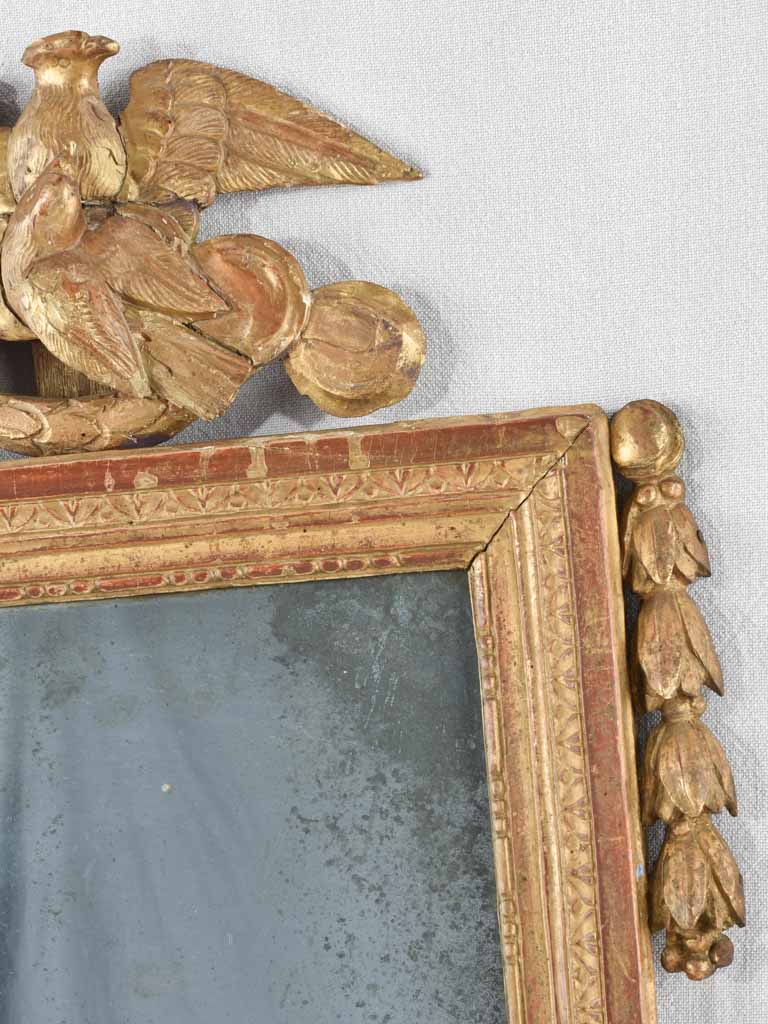 18th century gilt wood mirror with dove pediment 28¼" x 19¼"