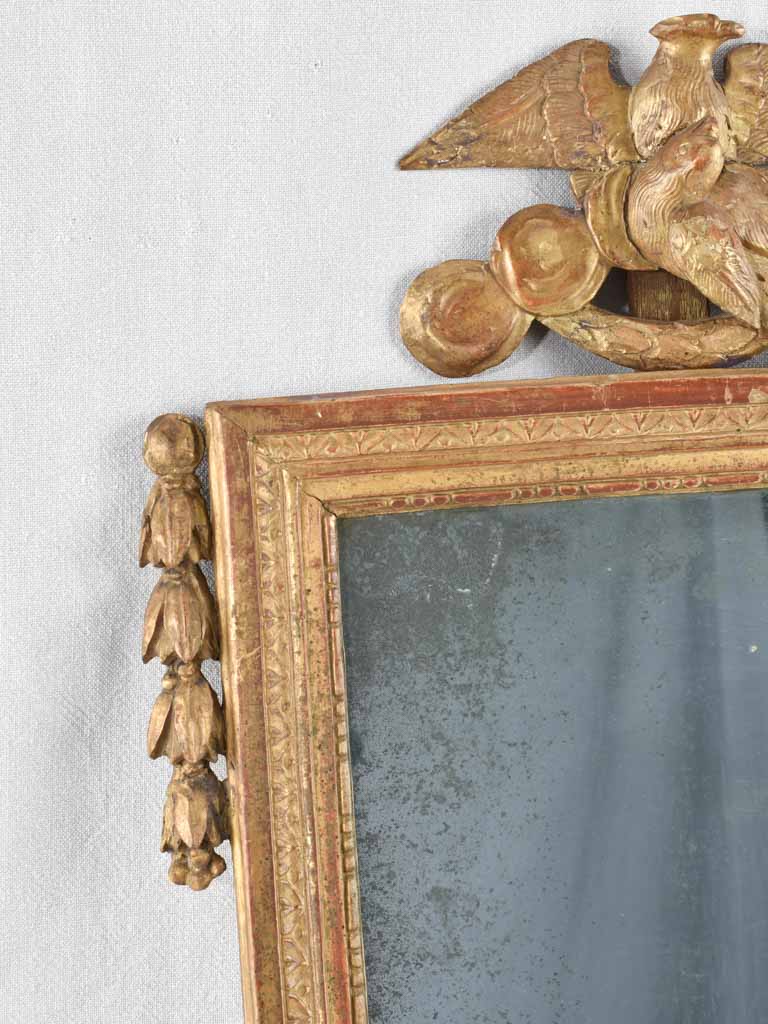 18th century gilt wood mirror with dove pediment 28¼" x 19¼"