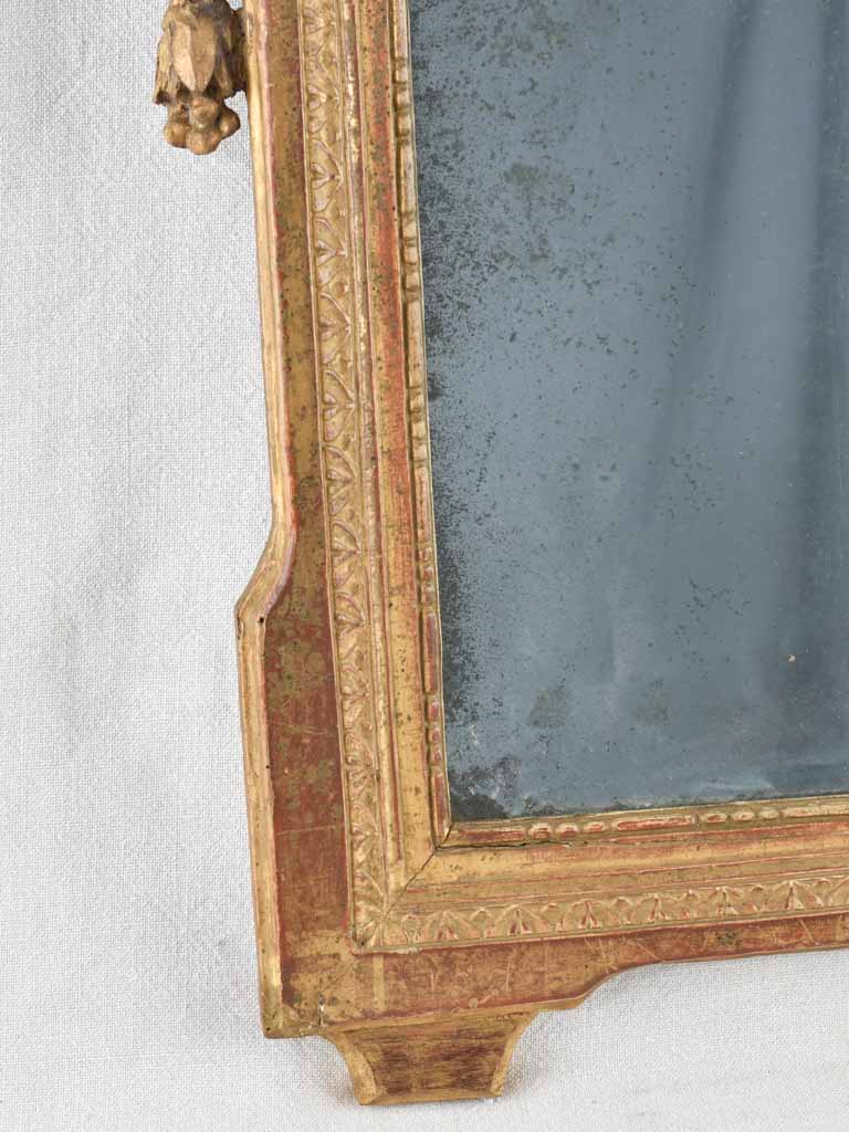 18th century gilt wood mirror with dove pediment 28¼" x 19¼"