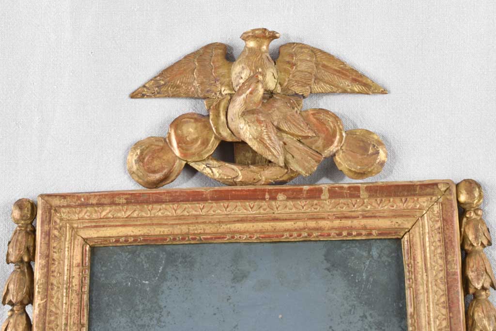 18th century gilt wood mirror with dove pediment 28¼" x 19¼"