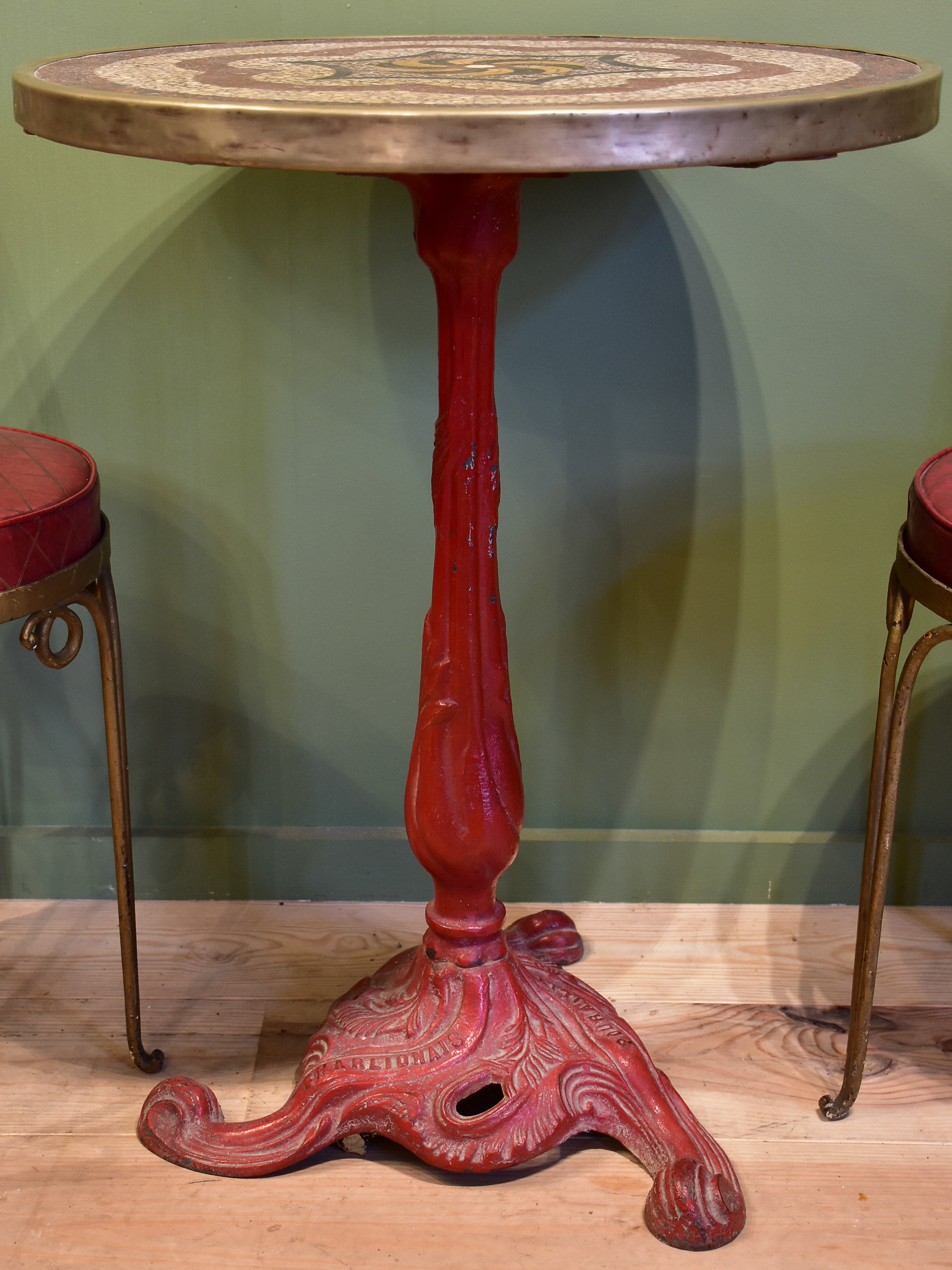 Art Nouveau bistro table with mosaic top