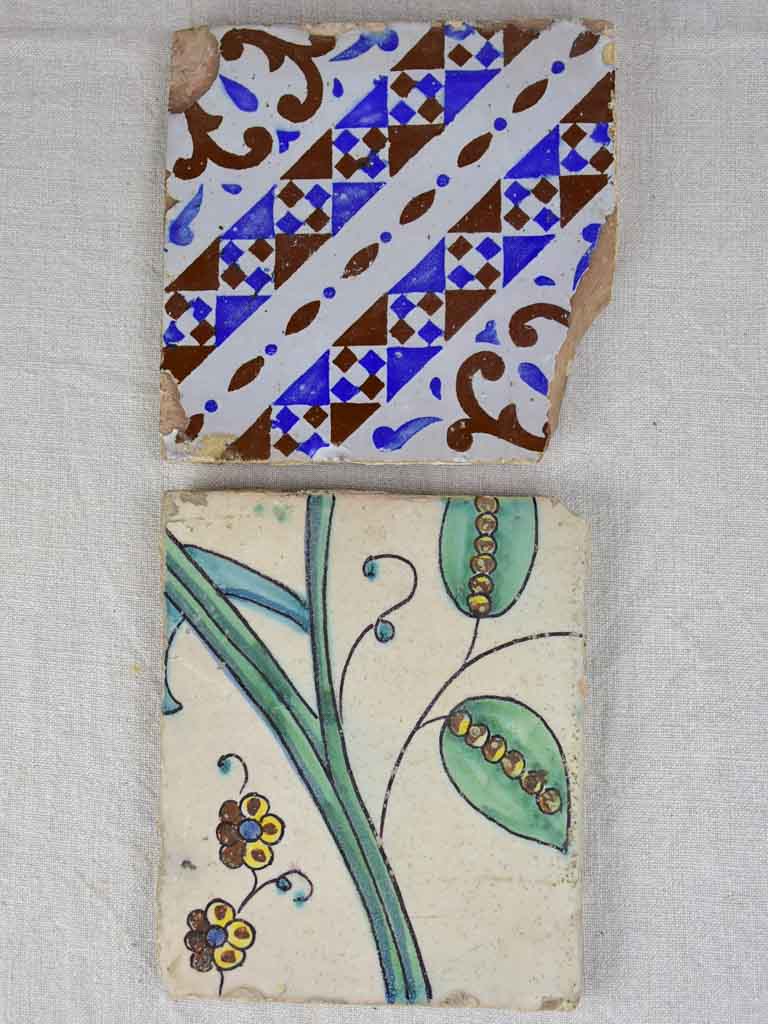 Two Spanish tiles from the 18th Century 8"