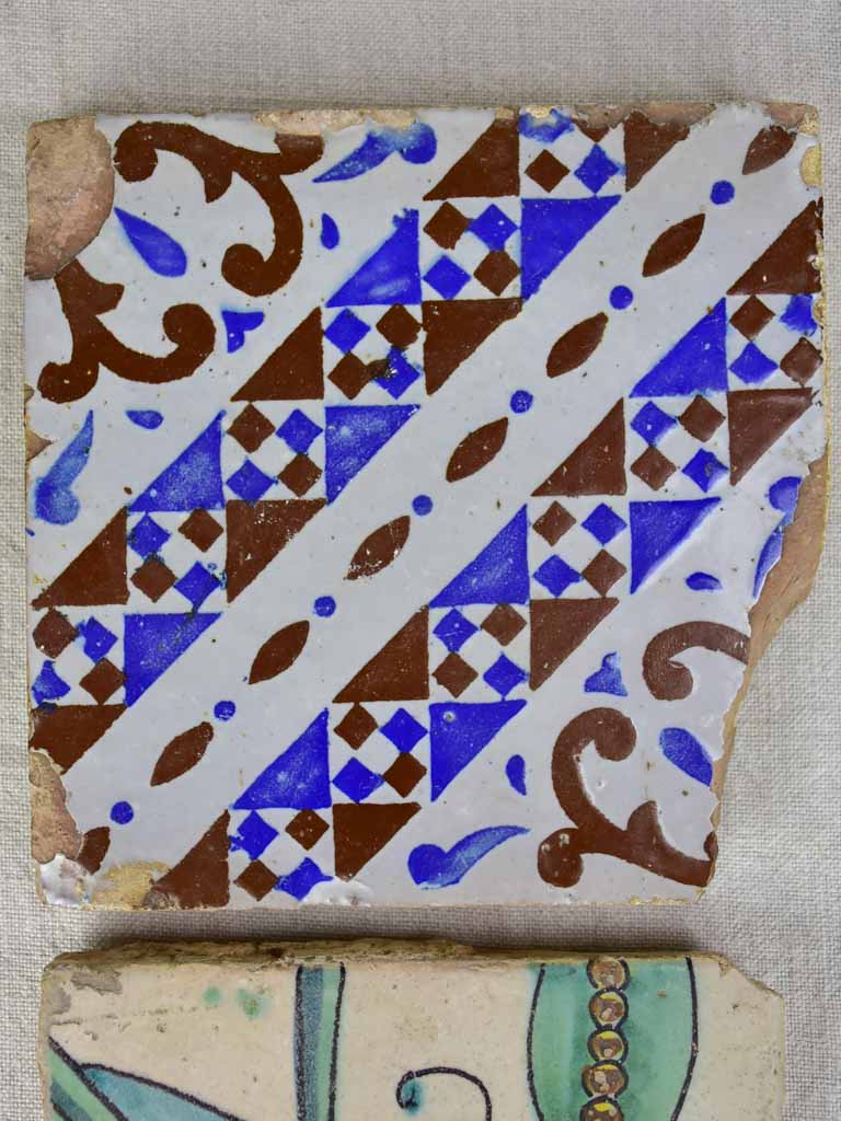 Two Spanish tiles from the 18th Century 8"