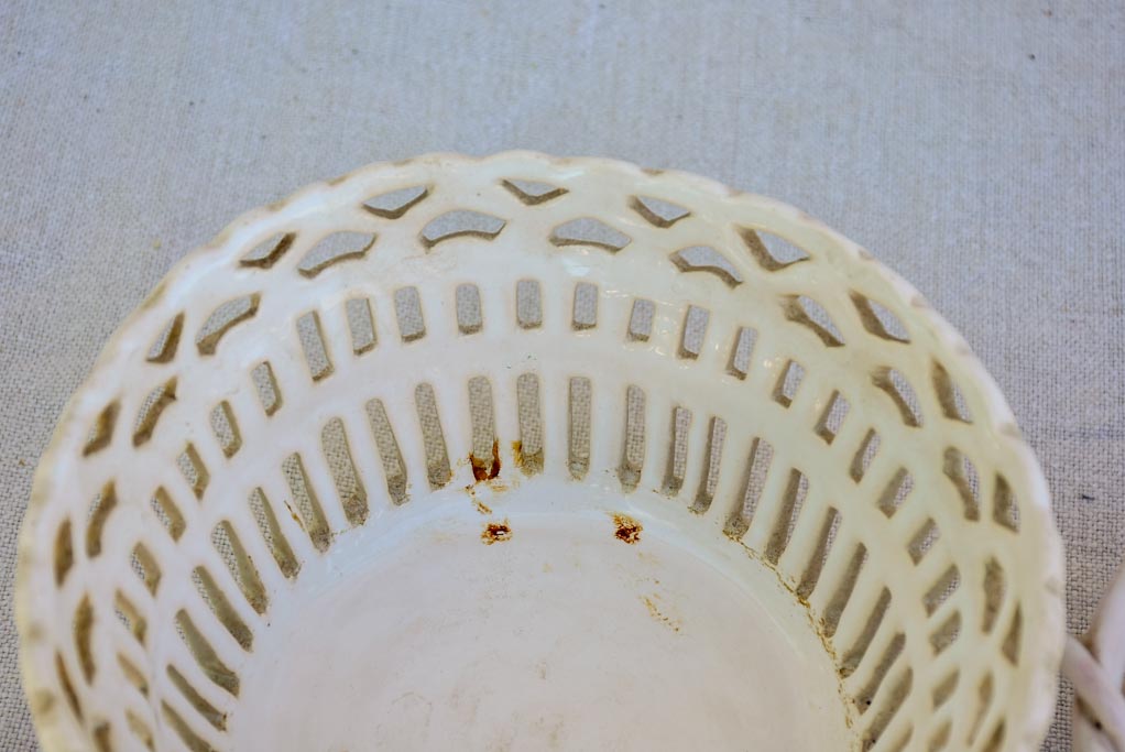 Collection of three antique French faience basket bowls