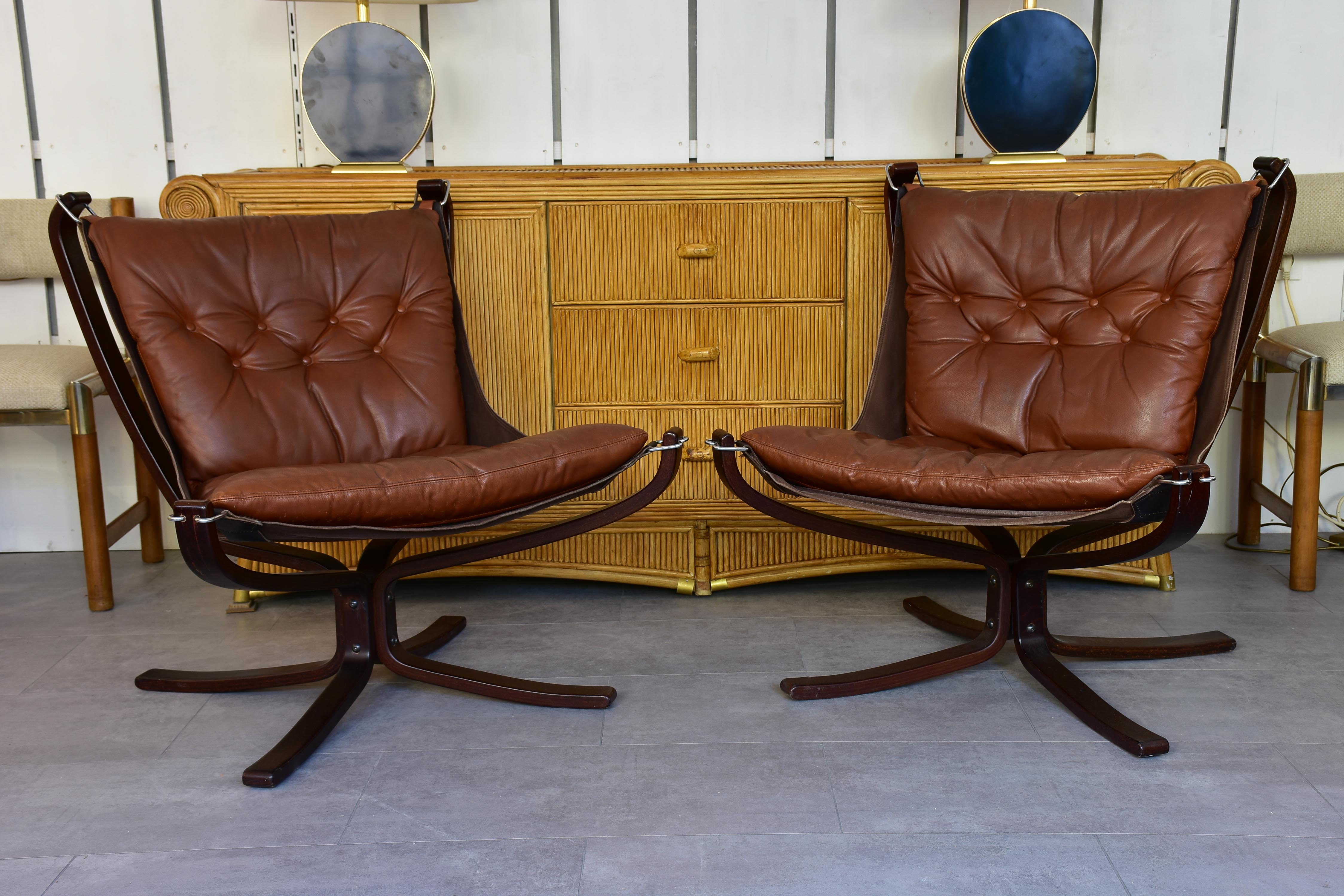 Pair of Norwegian Falcon chairs attributed to Sigurd Ressell