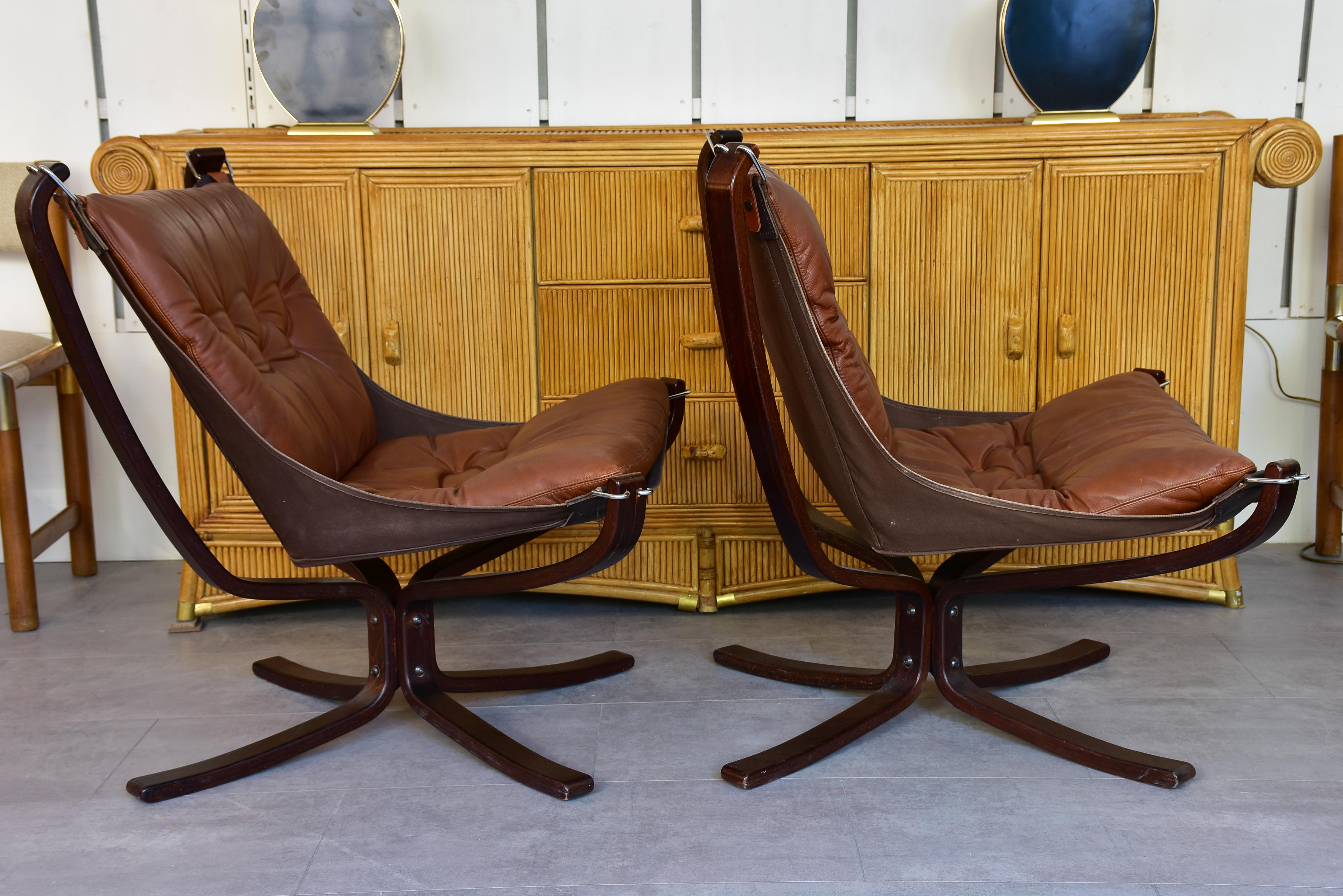 Pair of Norwegian Falcon chairs attributed to Sigurd Ressell