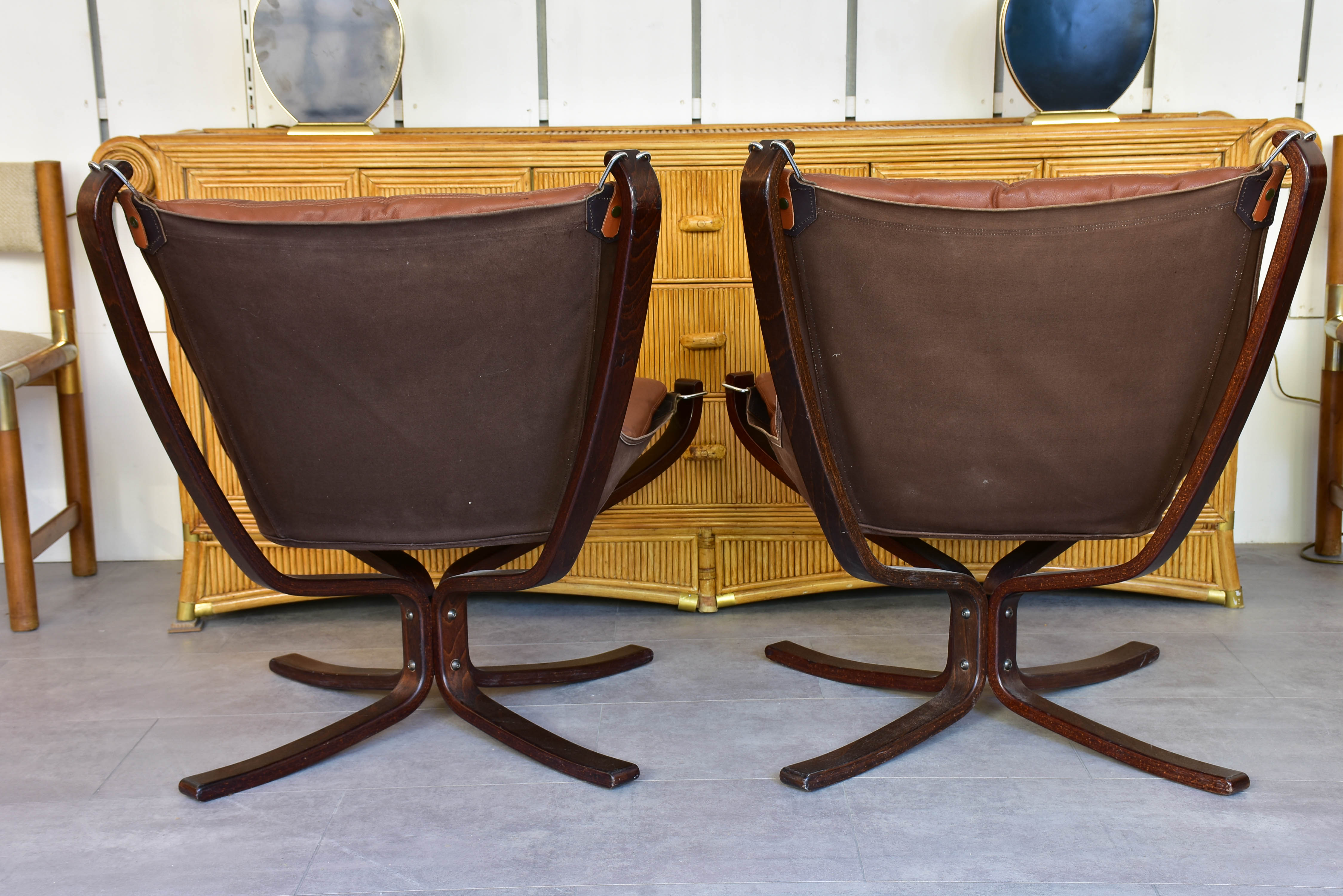 Pair of Norwegian Falcon chairs attributed to Sigurd Ressell