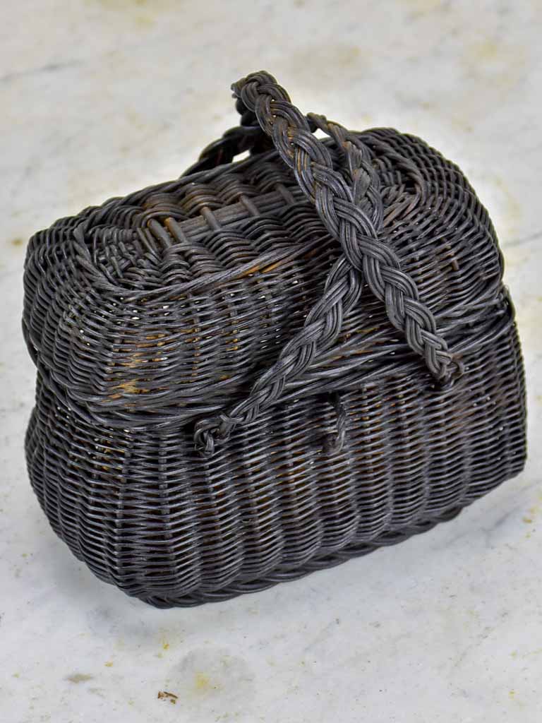 Very small antique French picnic basket