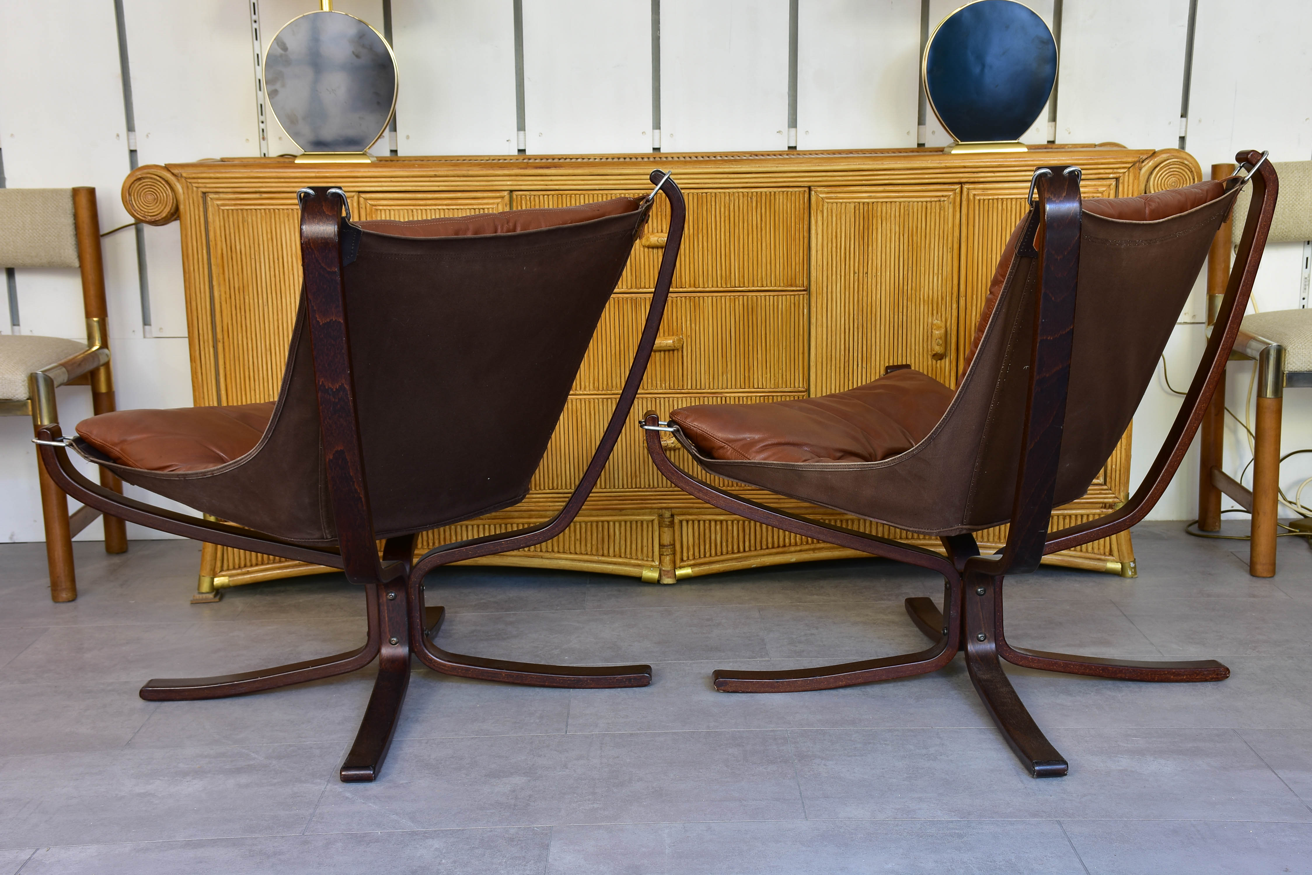 Pair of Norwegian Falcon chairs attributed to Sigurd Ressell