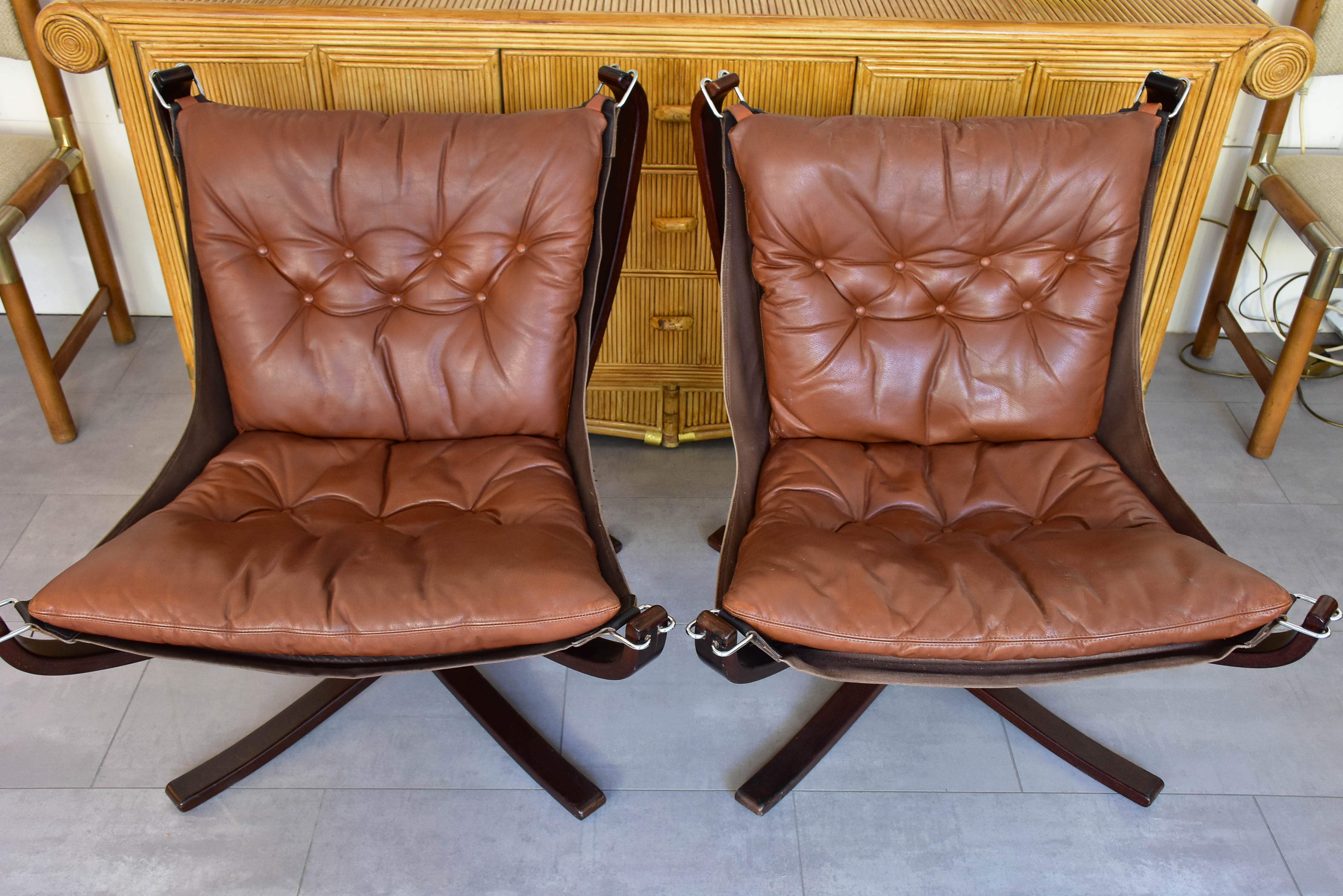 Pair of Norwegian Falcon chairs attributed to Sigurd Ressell