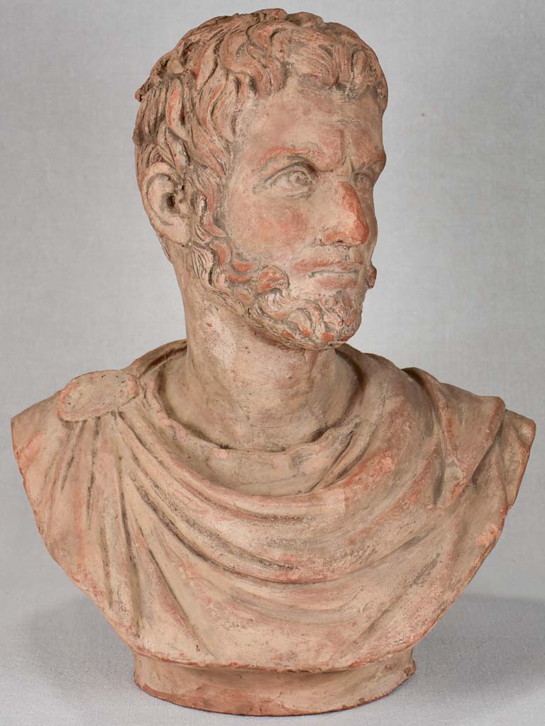 19th century terracotta sculpture of Roman Emperor Caracalla Marcus Aurelius Antoninus 17¾"