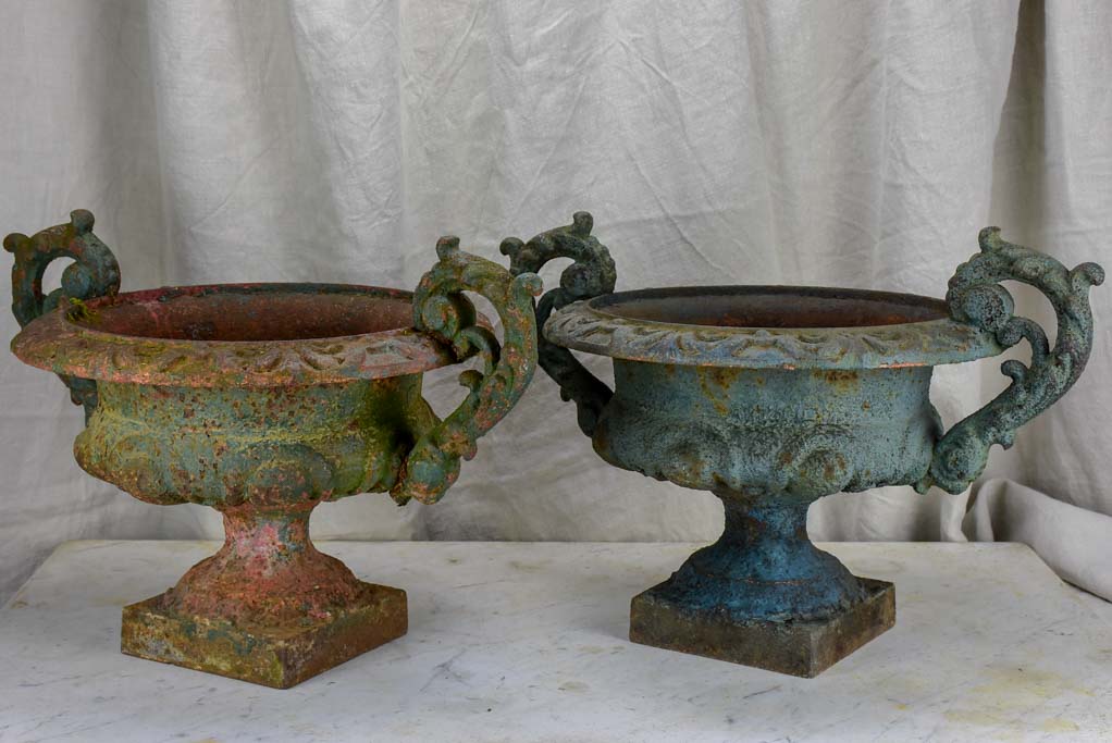 Pair of late 19th Century French Medici urns with large decorative handles