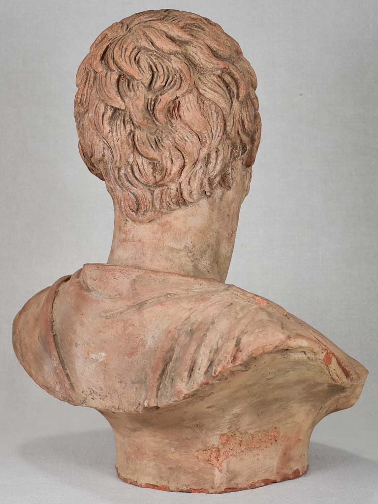 19th century terracotta sculpture of Roman Emperor Caracalla Marcus Aurelius Antoninus 17¾"