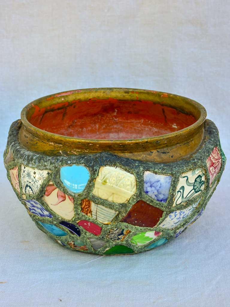 1920's pot plant holder - mosaic 12¼"