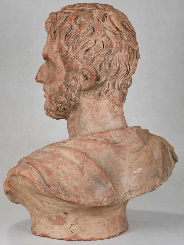 19th century terracotta sculpture of Roman Emperor Caracalla Marcus Aurelius Antoninus 17¾"