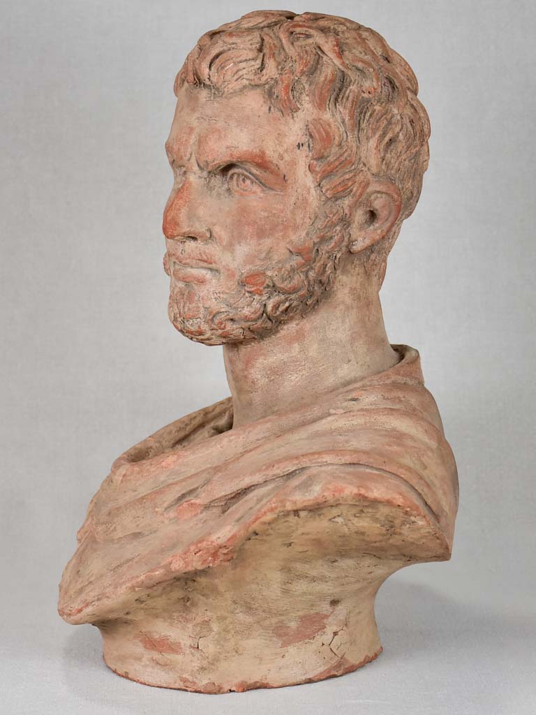 19th century terracotta sculpture of Roman Emperor Caracalla Marcus Aurelius Antoninus 17¾"