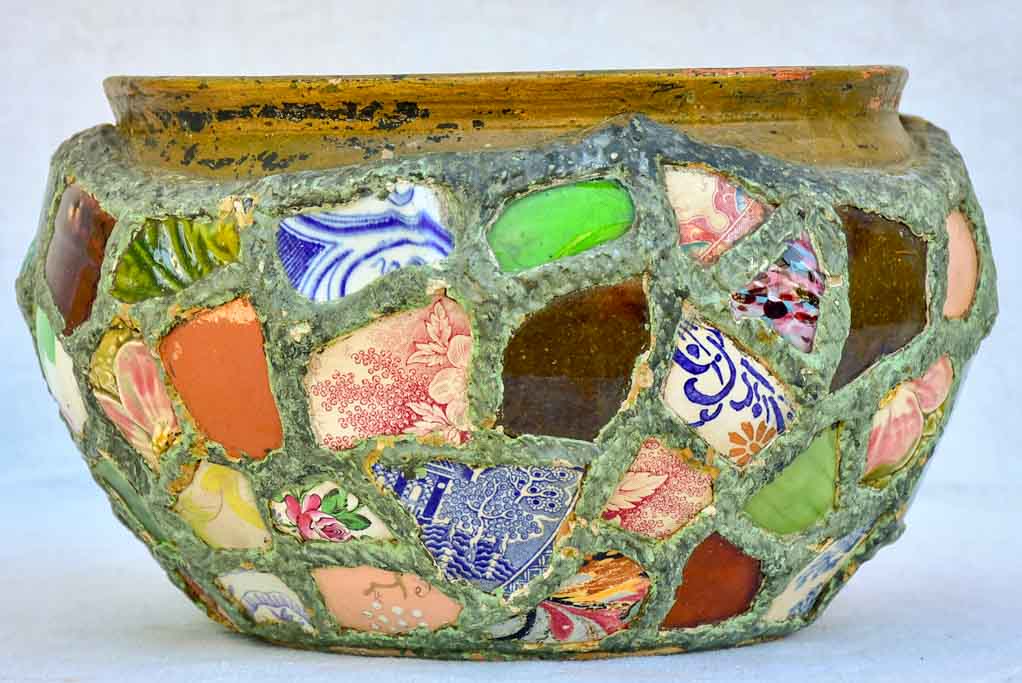 1920's pot plant holder - mosaic 12¼"