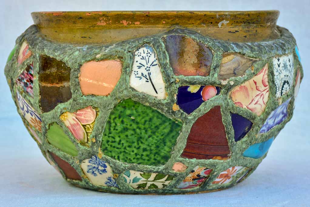 1920's pot plant holder - mosaic 12¼"