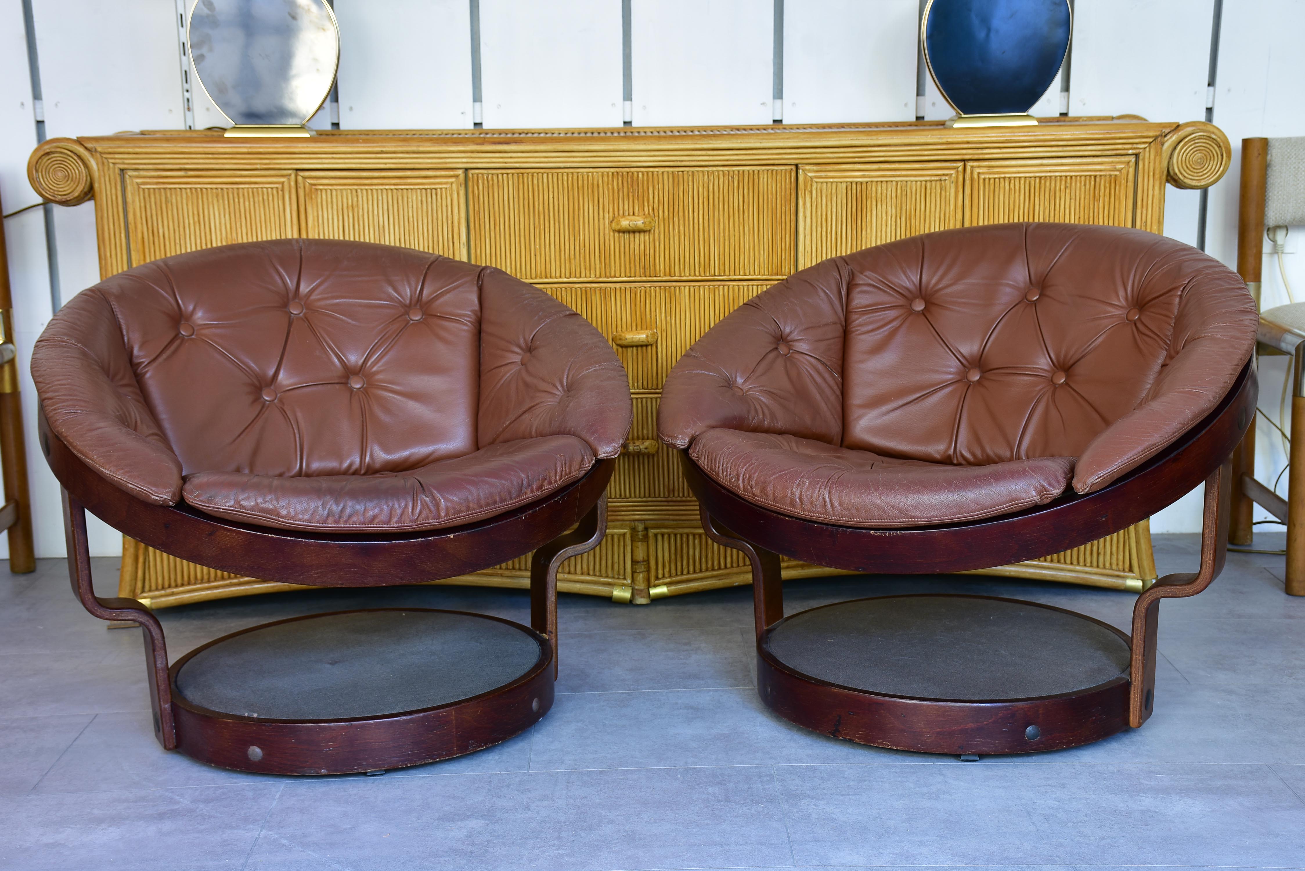 Pair of vintage Convair swivel lounge chairs