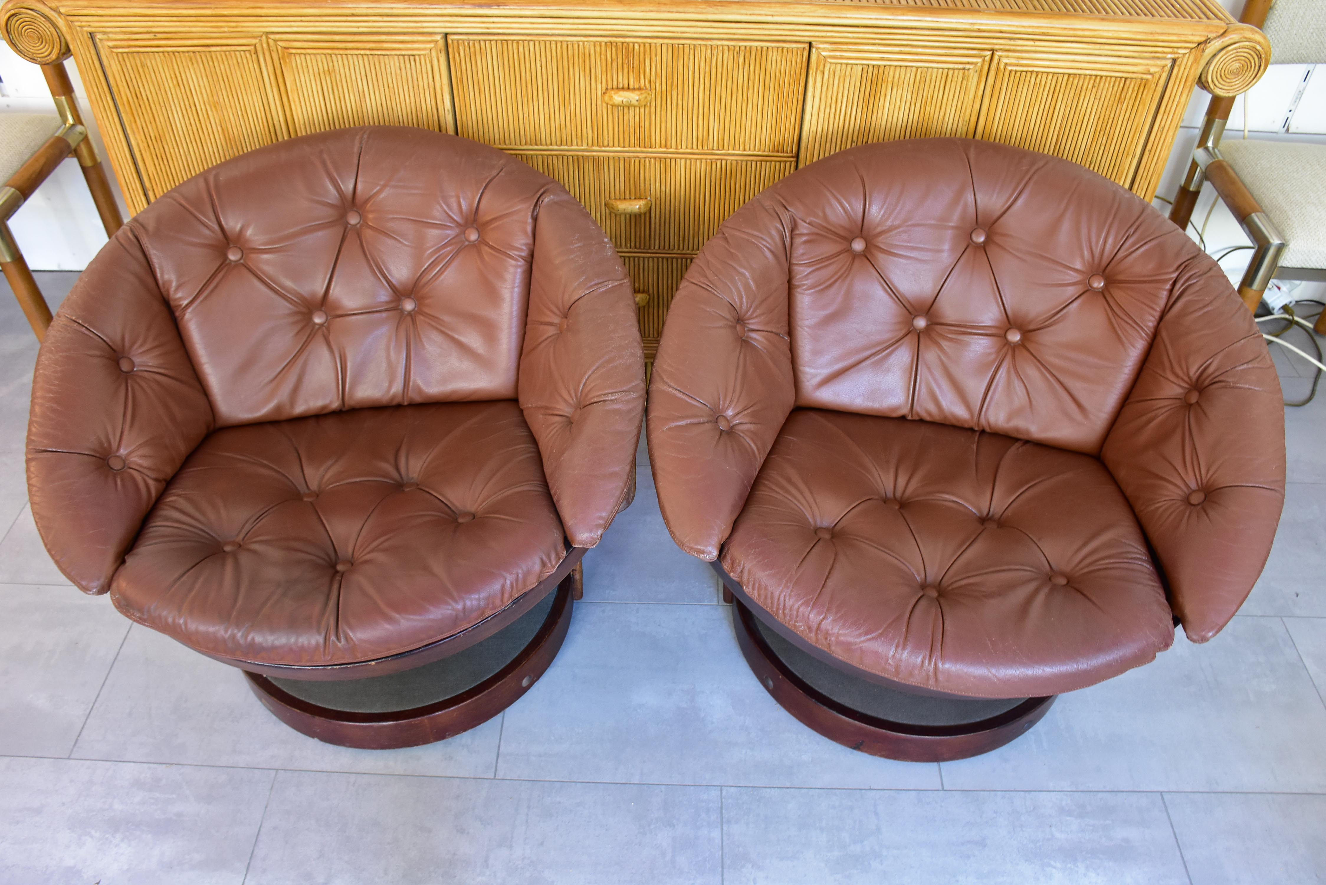 Pair of vintage Convair swivel lounge chairs