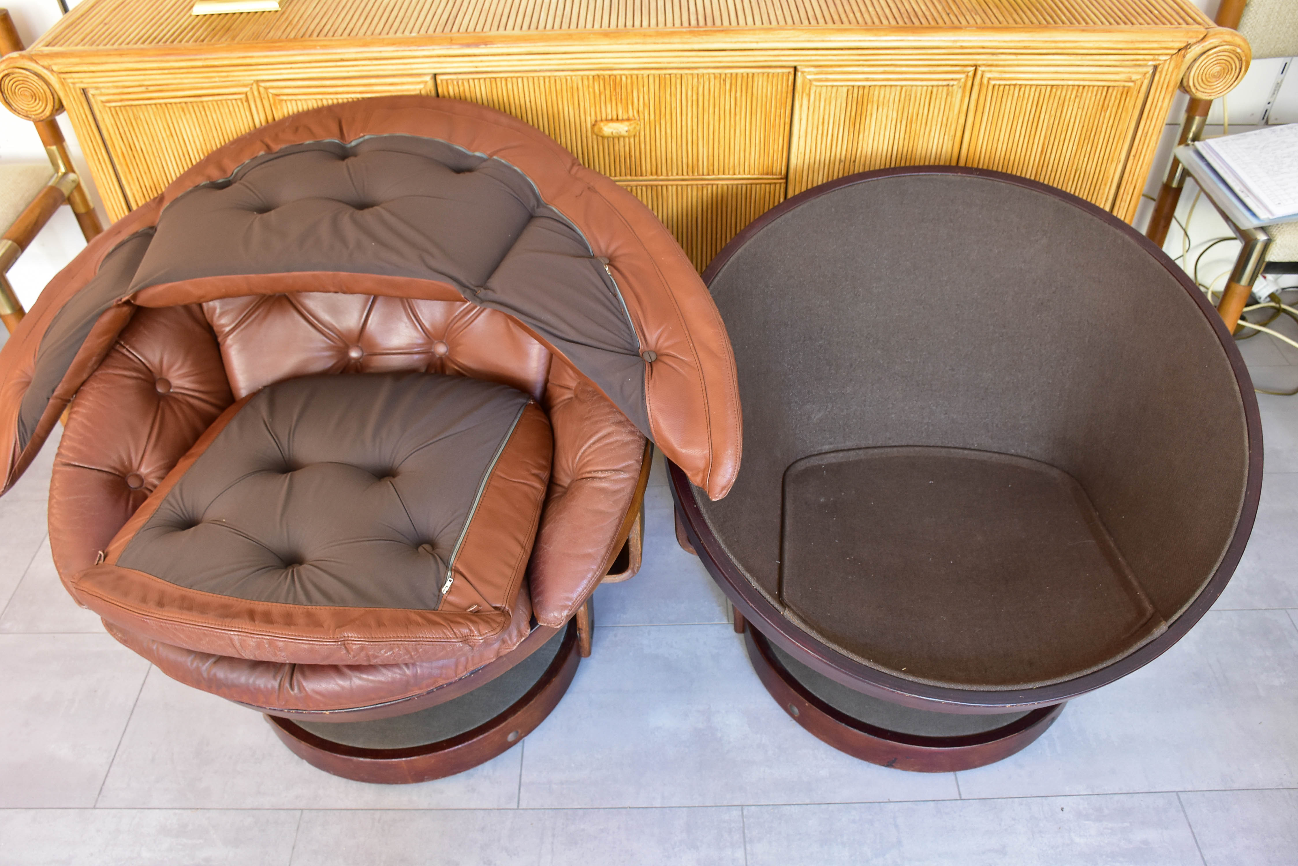 Pair of vintage Convair swivel lounge chairs