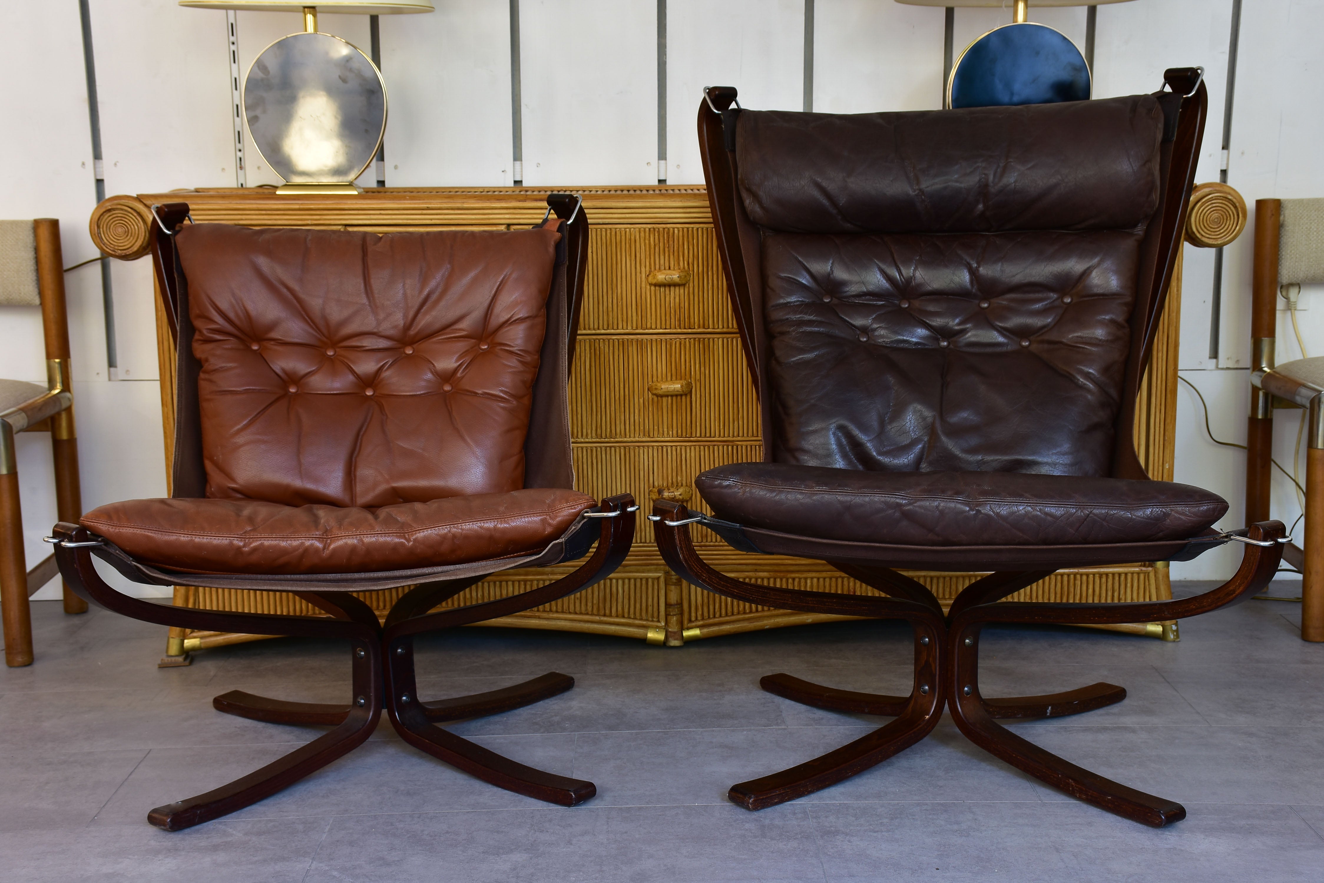 Pair of Norwegian Falcon chairs attributed to Sigurd Ressell