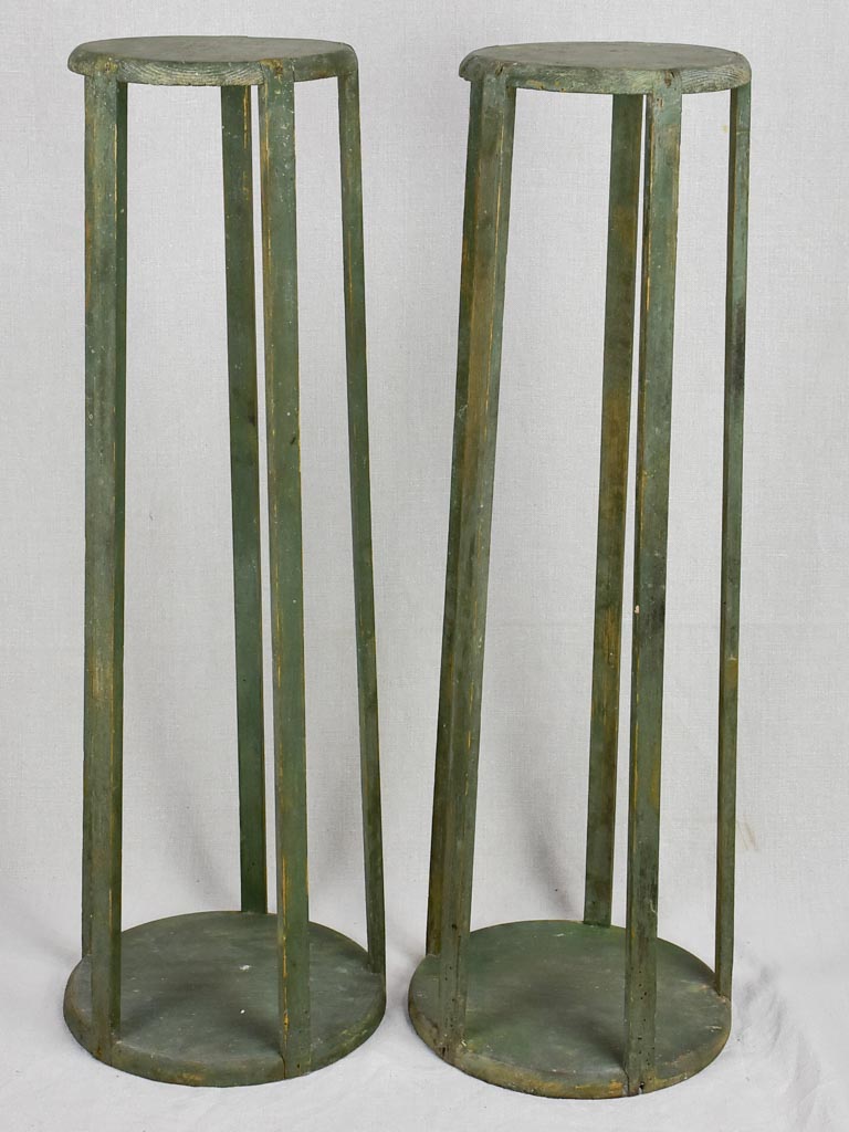 Pair of Napoleon III pedestals with green patina 31½"