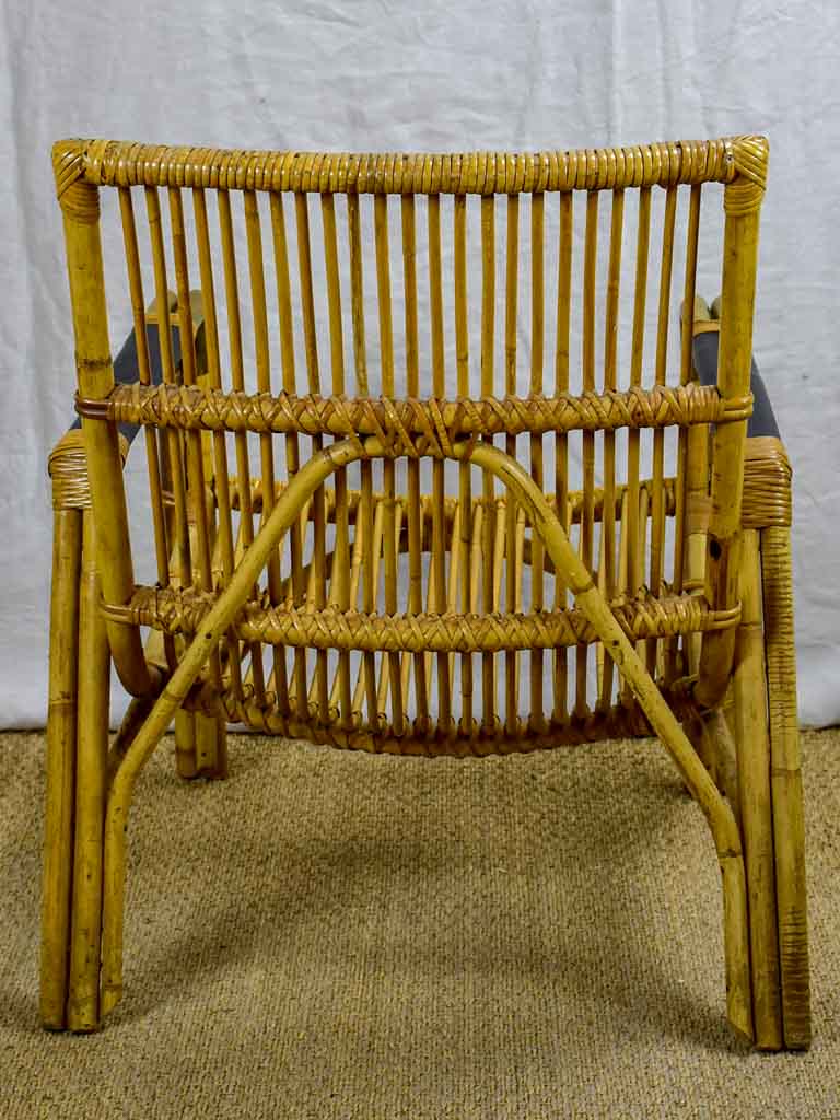 1950's bamboo, leather and brass armchair