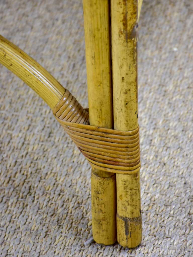 1950's bamboo, leather and brass armchair