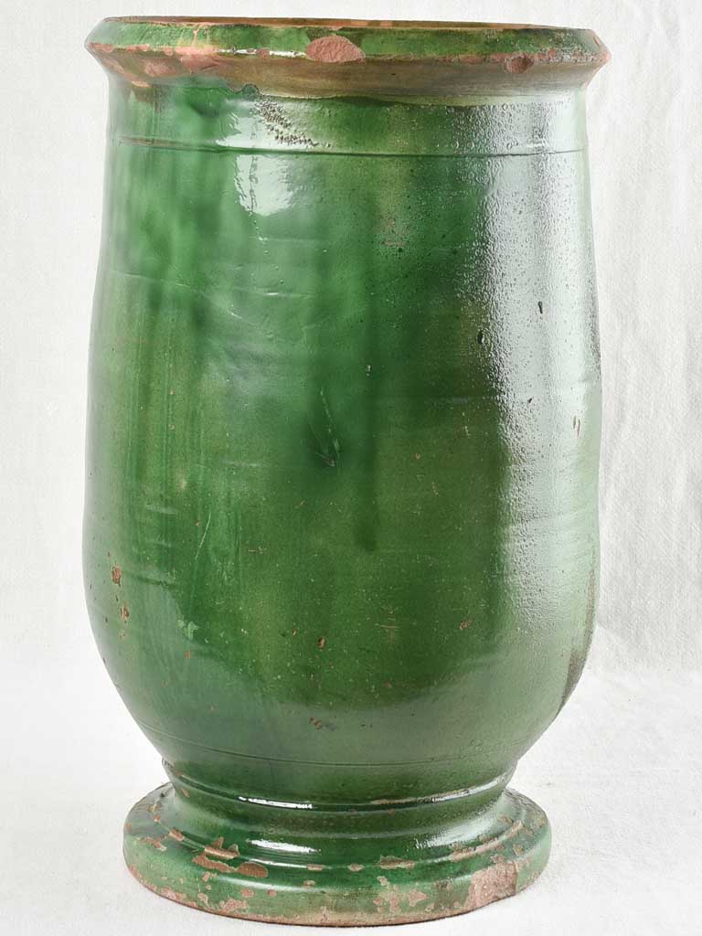 19TH CENTURY TOURNAC OLIVE JAR WITH GREEN GLAZE 21¾"