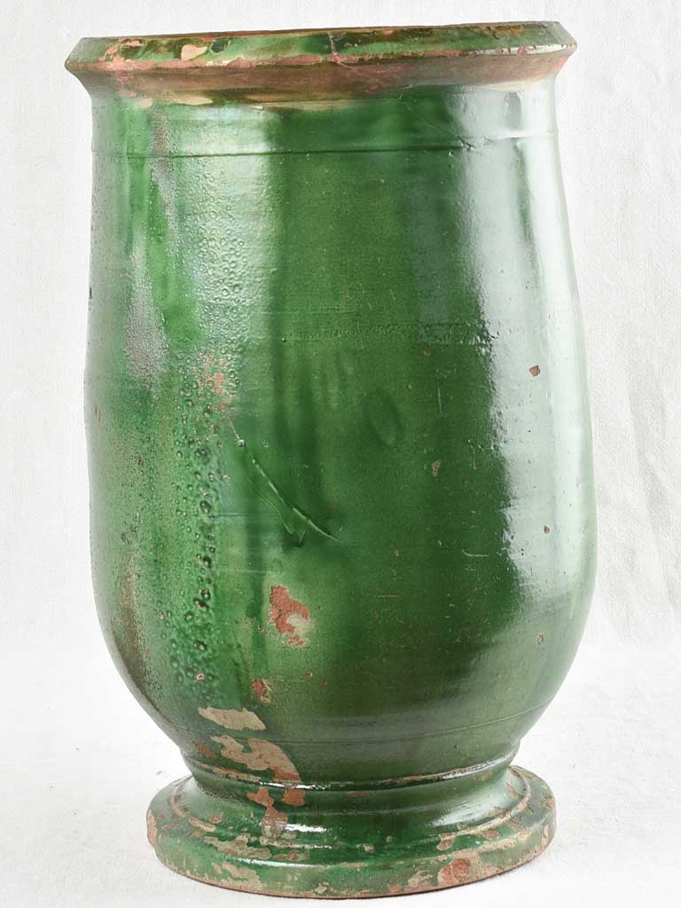 19TH CENTURY TOURNAC OLIVE JAR WITH GREEN GLAZE 21¾"