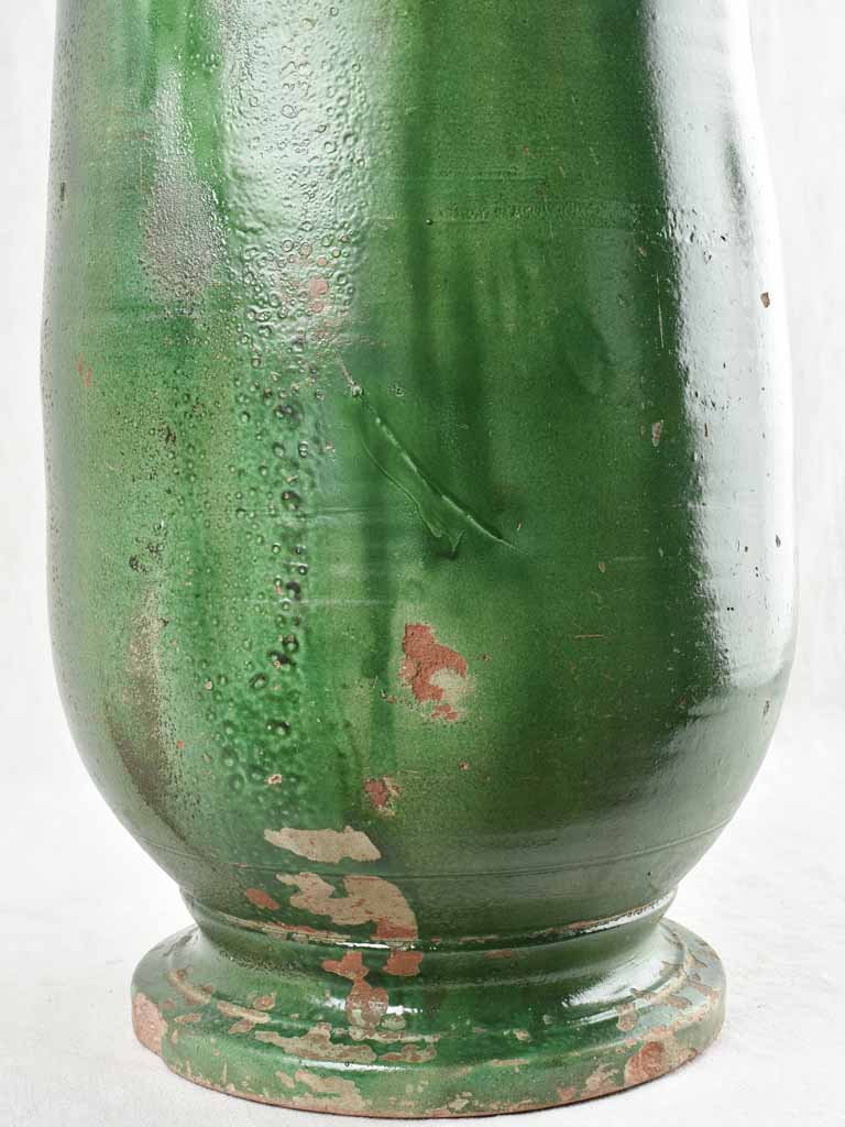 19TH CENTURY TOURNAC OLIVE JAR WITH GREEN GLAZE 21¾"