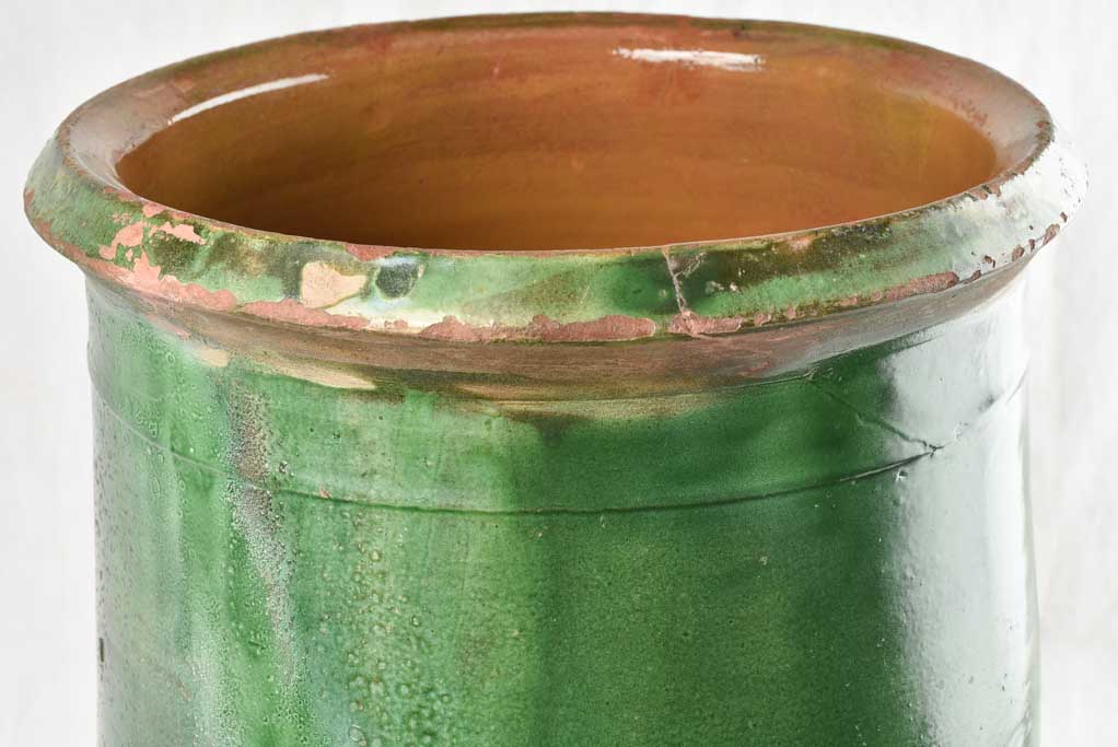 19TH CENTURY TOURNAC OLIVE JAR WITH GREEN GLAZE 21¾"