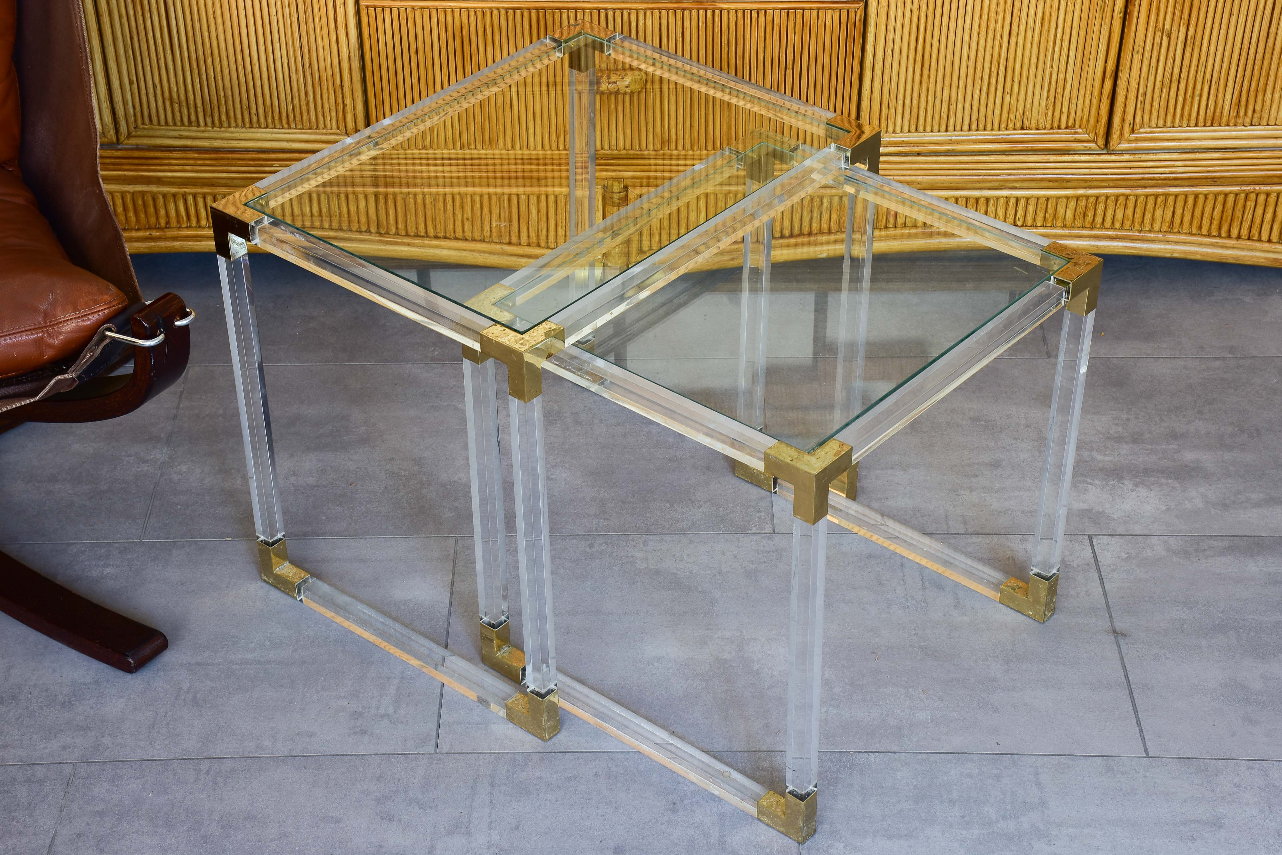 Two pairs of perspex nesting tables